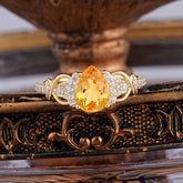 Luxury 4-Prong Pear-Shaped Citrine Wedding Ring